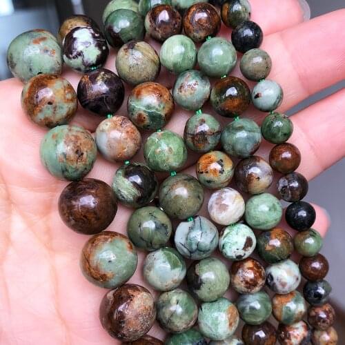 Natural Chrysoprase Gem Mineral Beads Green Opal Round Loose Beads For Jewelry Making DIY Bracelet Accessories 15'' 6 8 10 12mm