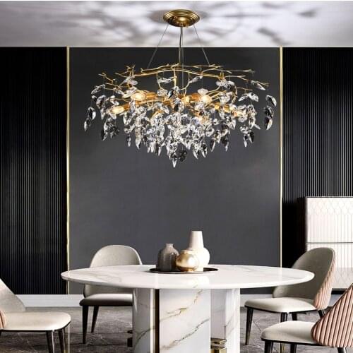 Nordic Luxury Led Chandelier Living Room Attic Light Modern Retro Bedroom Restaurant Creative Crystal Chandelier Indoor Lighting