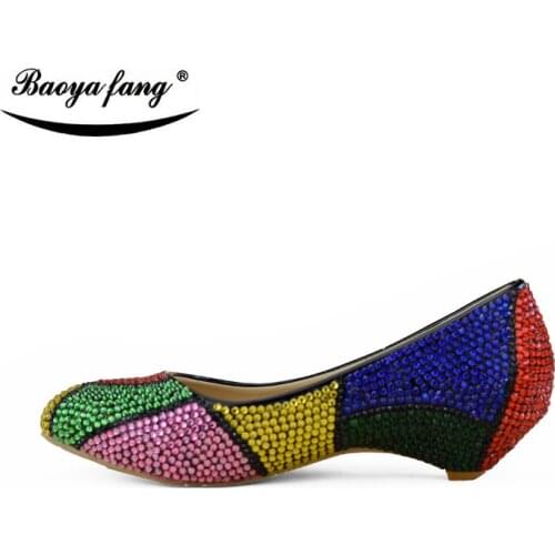New Womens wedding shoes womans Pumps Multicolored Ladies Party dress shoes crystal fashion high shoes woman female Pumps