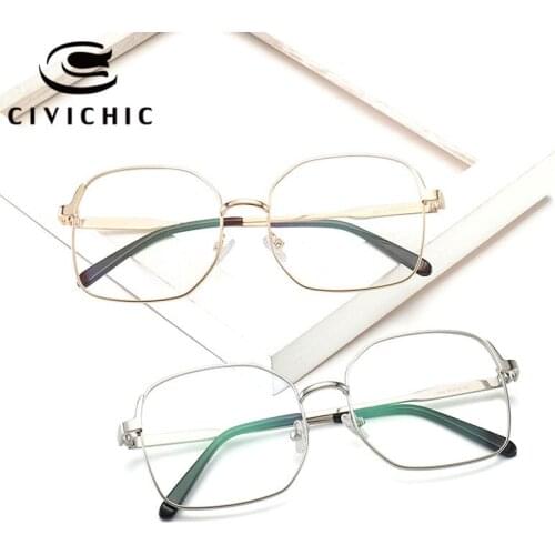 CIVICHIC New Stylish Square Flat Eyewear Optical Clear Lens Unique Design Retro Glasses Personalized Plain Oculos with Box E303
