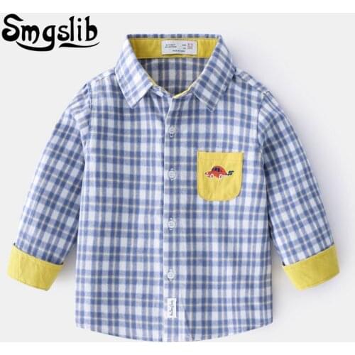 Boys shirts for Girls British Plaid child Shirts kids school Blouse boys tops clothes Kids Children plaid shirts 3-7 years