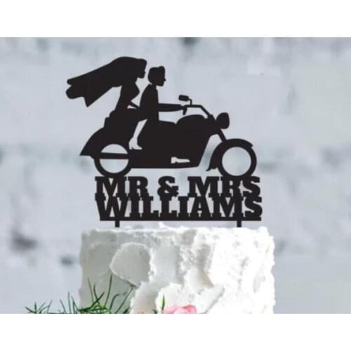 Personalize Motorbike Mr&Mrs wedding Cake Toppers, motorcycle couples cake topper engagement bridal shower party decorations