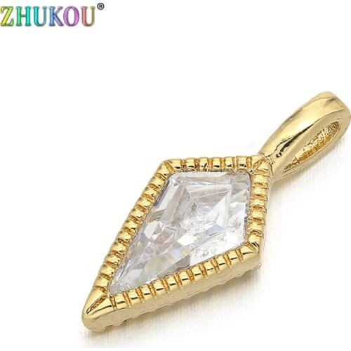 7*18mm Brass Cubic Zirconia Charms Pendants Diy Jewelry Findings, Mixed Color, Hole: 1.8mm, Model: VD370