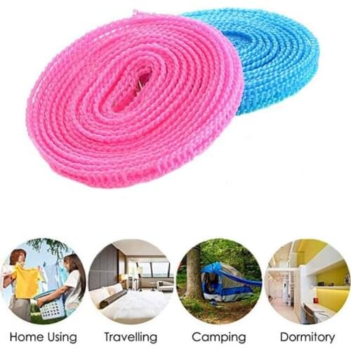 5M Camping Clothesline Portable 16 Metal Clip Light Windproof Travel Hotel Clothesline