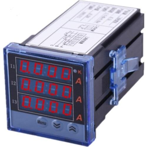 Professional New Original 0-5A 0.5 Class Digital Three Phase Current Meter Mini 48*48 Panel Ammeter Measuring Amp Tester