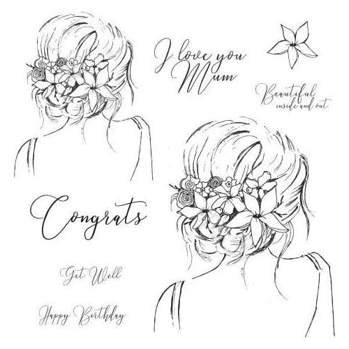 Girl flower Clear Stamp Or stamp for DIY Scrapbooking/Card Making/Kids Fun Decoration Supplies A349