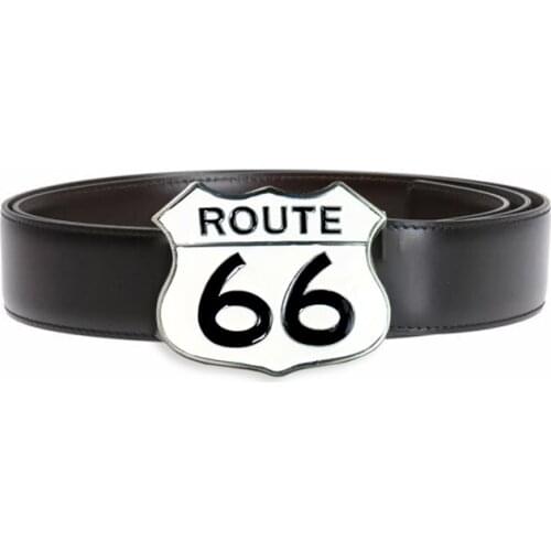 White Buckle Club Wholesale Retro Zinc Alloy ROUTE 66 Belt Buckle Cowboy Homemade Jeans Gift Belt Buckle with 4cm Width Loop