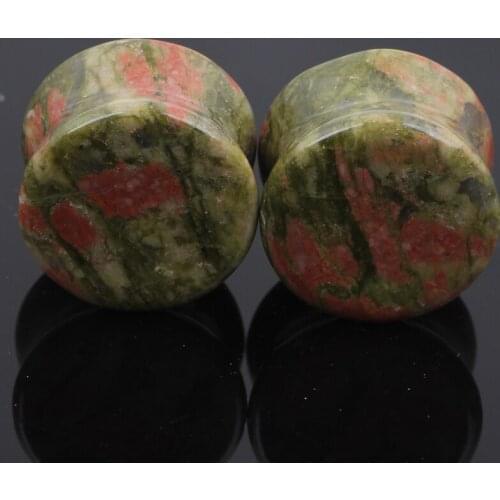 Rhyolith Stein Flesh Plug ohr ear piercing tunnel Unakite Organic stone ear piercing gauges expander piercing body jewelry