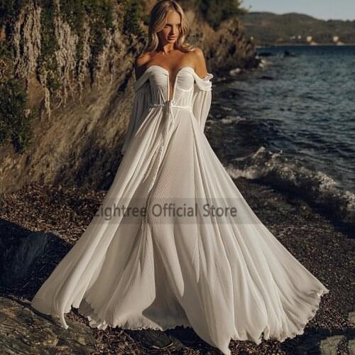 Eightree Sexy Beach Wedding Dresses Biecp Detachable Sleeve Wedding Gowns Plus Size Bride Dress Boho Summer Cheap Casamento