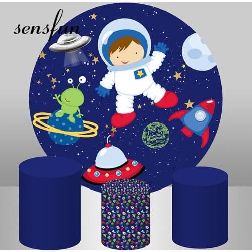 Sensfun Round Circle Starry Sky Moon Earth Outer Space Backdrop For Photo Studio Birthday Party Photography Background Custom