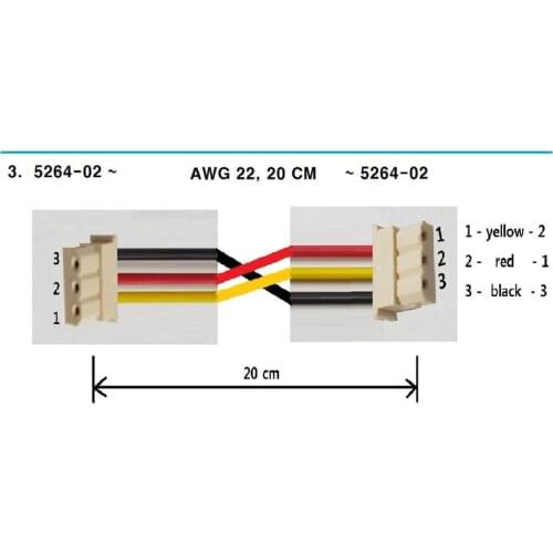 Customer Design 5264 3p Female Plug with Cable AWG20 200mm Strip 2mm
