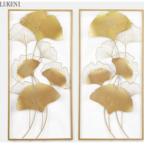 Modern Chinese Wrought Iron Pendant Wall Decoration Living Room Background Wall Metal Wall Decoration Ginkgo Leaf Wall Hanging