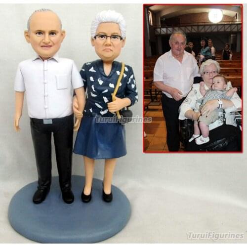 Grandparent figurine bobblehead custom happy birthday decoration gift doll custom husband gift wedding vake topper decoration