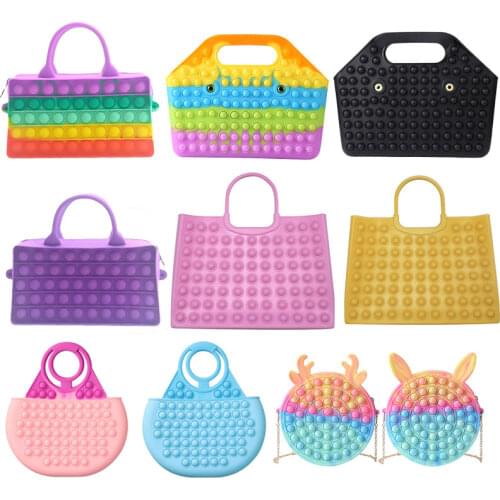 Shoulder Bag Handbag Silicone Push Bubble Fidget Toys Anti-Stress Stress Reliever Toys for Adults Children Decompression Toys