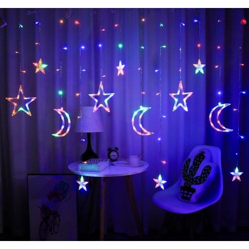 3.5m 220v 110v Led Moon Star Fairy Curtain Lights Outdoor Led Twinkle String Lights For Home Party Wedding Festival Decor