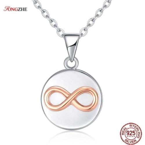 TONGZHE New Arrival 100% 925 Sterling Silver Infinity Forever Love Chain Pendant Necklaces For Women Jewelry KLTN078-1