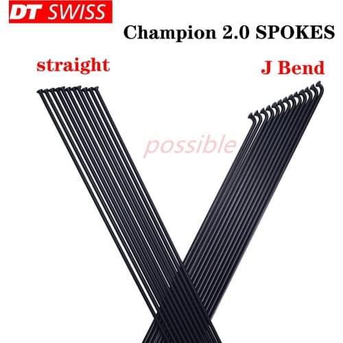 Bicycle spokes DT Swiss Champion 2.0 round spokes J-bend/straight pull head black bicycle spokes with copper cap