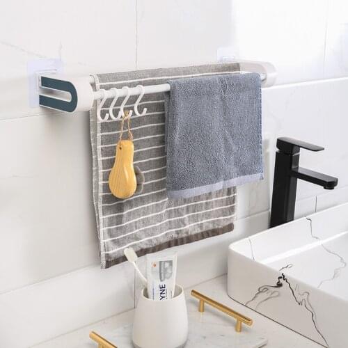 Towel rack free punching bathroom household towel rack simple bathroom towel rack wall-mounted double-bar storage rack
