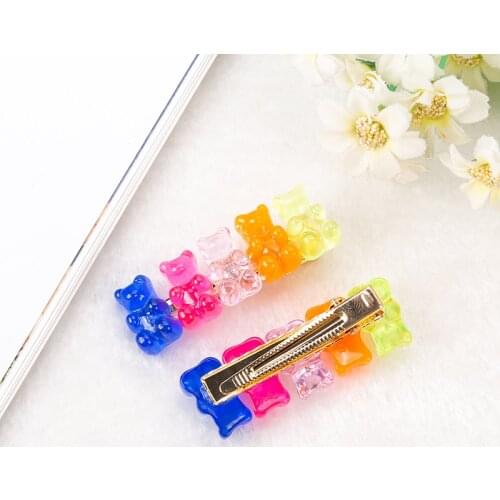 1PC Jelly Bear Colorful Fashion Hair Clip Barrette Headwear Girls Women Korea Candy Color Hairpin Duckbill Clip