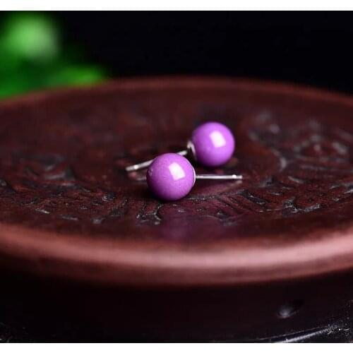 Natural purple cloud mother earrings lady 925 silver earrings pin small fresh temperament earrings joker fashion accessories gif