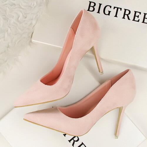 2020 pumps stiletto with high-heeled shallow mouth pointed suede sexy slimming professional OL womens shoes