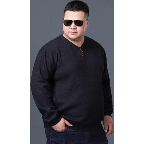 Plus size 8XL 7XL Multicolor new autumn knitted pullovers Sweater man,Cotton black khaki solid clothes v-neck pullover Sweater