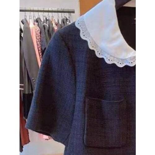 Women Dress 2021 Spring and Summer New Ladies Splicing Fake Two-piece Lapel Dress