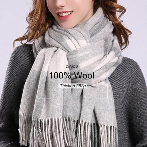 Winter Plaid Wool Scarf for Women 2021 Bufanda Luxury Brand Pashmina Warm Thick Tassel Shawls Wraps Ladies Wool Blanket Scarves