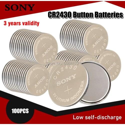 100pc 100% Original Sony CR2430 DL2430 CR 2430 3V Lithium Battery For Smart Watch Headphone Toy scale Pedometer Button Coin Cell