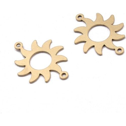 12pcs Raw Brass Sun Charm Flower Pendant Charms Connector For DIY Necklace Bracelet Jewelry Making Supplies Earrings Accessories
