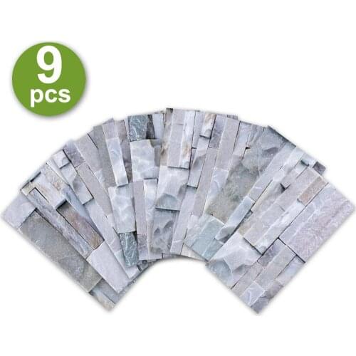 9pcs Mosaic Stone Bricks Self-adhesive Bathoom Kitchen Wall Tile Stair Sticker