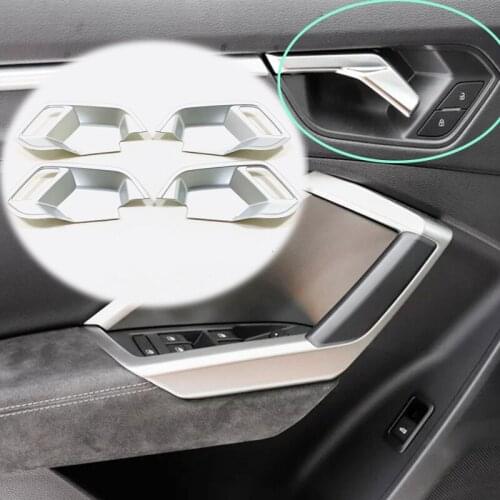 ABS Matte/Carbon fibre For Audi Q3 2019 2020 Car inner door Bowl protector frame Cover Trim Car Styling Accessories 4pcs