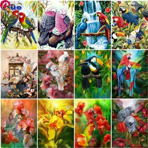 2021 New Product DIY 5D Diamond Painting Parrot Picture Square/Round Rhinestone Embroidery Bird Animal Mosaic Home Decoration
