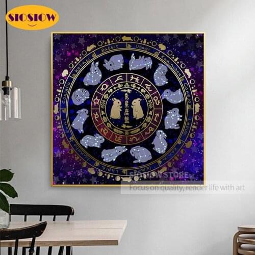 5D DIY Diamond Painting 12 Zodiac Signs Constellation Cross Stitch Kits Full Drill Square 3D Daimond Embroidery Decor Home Gifts