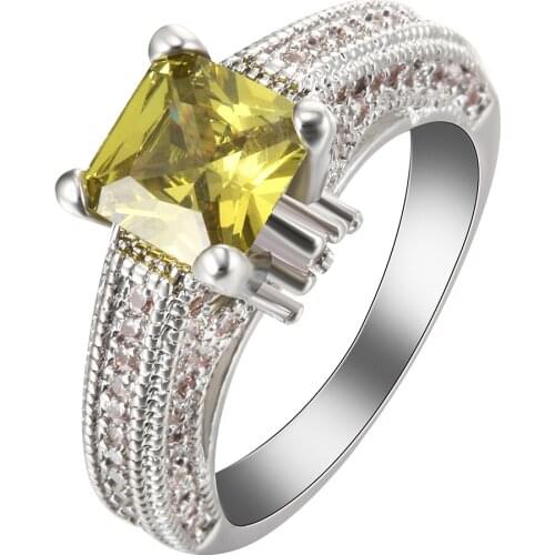 Hainon Silver Color Ring Jewelry Wedding Band Square Zircon New Fashion Vintage Finger Promise Rings for Women Engagement Ring