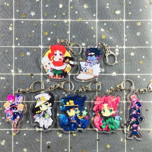 JoJos Bizarre Adventure Golden Wind Giovann Jotaro Acrylic Pendant Figure Keychain Keyring Collection Model Toy Gifts Cosplay