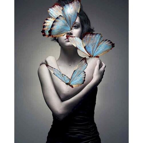 CHENISTORY Butterfly Woman Painting By Numbers Canvas for Drawing HandPainted Gift By Number Woman Kits Home Decor DIY Pictures