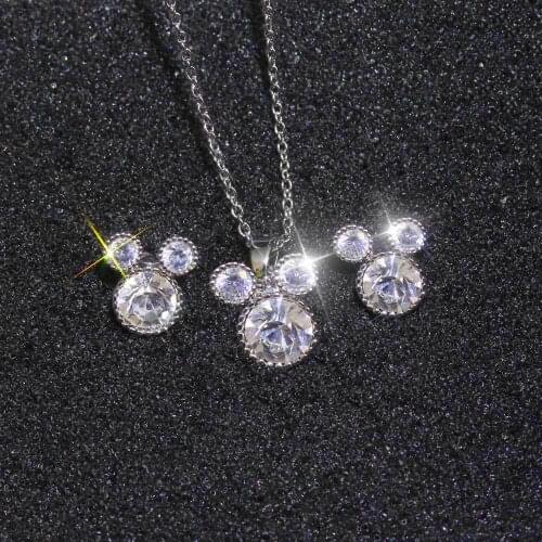 YaYI Jewelry Natural Gemstones Moissanite Zirconia Silver Color Wedding Party Little Heart Necklace Earrings Set Pendant Gift