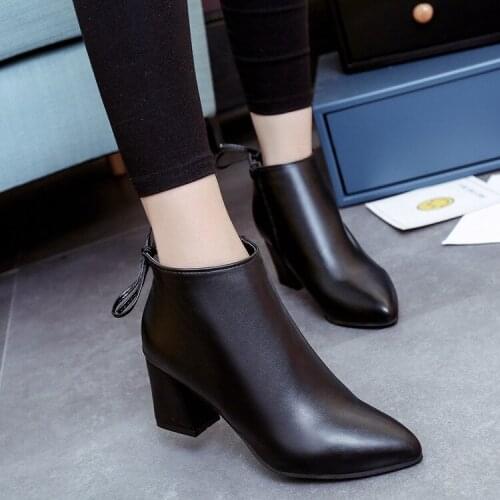 Nice Pop Pop style Fashion women boots Round head thick bottom PU leather waterproof woman Martin boots free shipping 668