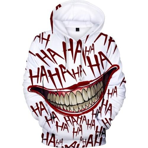 Hot Sale HAHA Joker Sweatshirt Funny Halloween Crazy Smile Hoodies Men/women Sweatshirts Personality Unisex Hoodie Clothes Tops