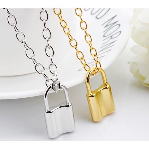 Fashion Goth Lover Lock Pendant Necklace Choker Jewelry Vintage Lockset Design Dangle Necklace Trendy Gift for Party Accessories