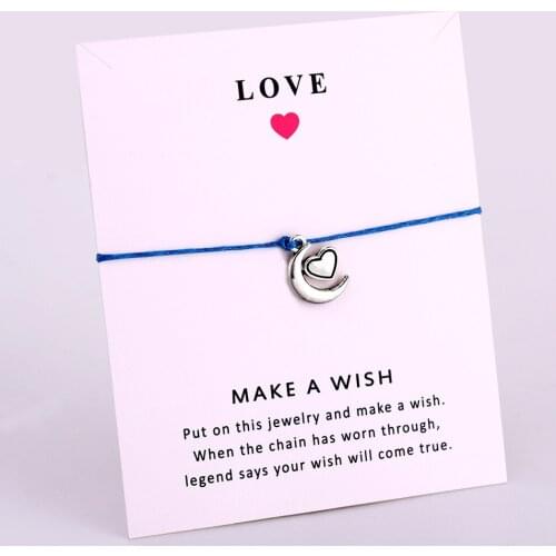 Moon Heart Star Charm Bracelets Rope Chain Jewelry Women Men Boy Girl Unisex Best Friend Friendship Christmas Gift Drop Shipping