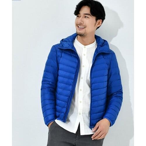 2019 Brand Quality Ultralight White Duck Down Coat Men Solid Slim Hoodied Short Jacket Men Winter Warm Mens Jackets Outerwear