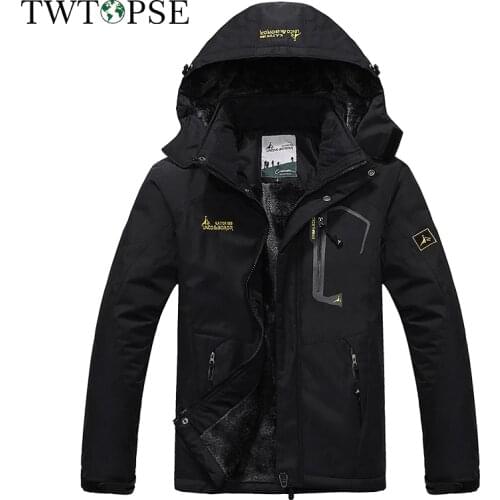 TWTOPSE Winter Men Waterproof Sport Jacket Warm Skiing Snowboarding Cycling Fishing Windproof Hiking Camping Fleece Outdoor Coat