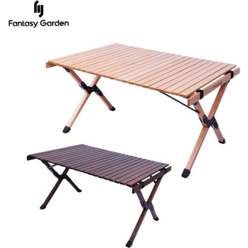 Outdoor Camping Folding Table Portable Solid Wood Egg Roll Table Multifunctional Car Picnic Barbecue Leisure Stall Table
