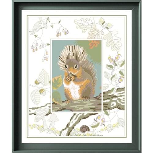 Red squirell counted cross stitch kit embroidery needlework 18ct 14ct 11ct white cloth cotton thread DIY handmade needlework