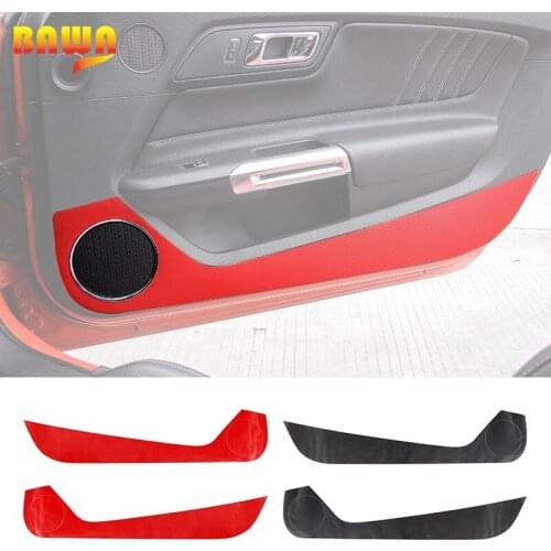 BAWA Carbon Fiber Sticker Door Anti Kick Sticker Decoration Protect Interior Stickers For Ford Mustang 2015 Up Car Styling