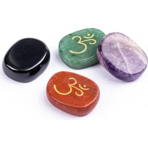Natural Stone Reiki Water Wafer Crystal Caruna Sound Symbol Reiki OM Symbol Small Ornament Accessories Divination Stone