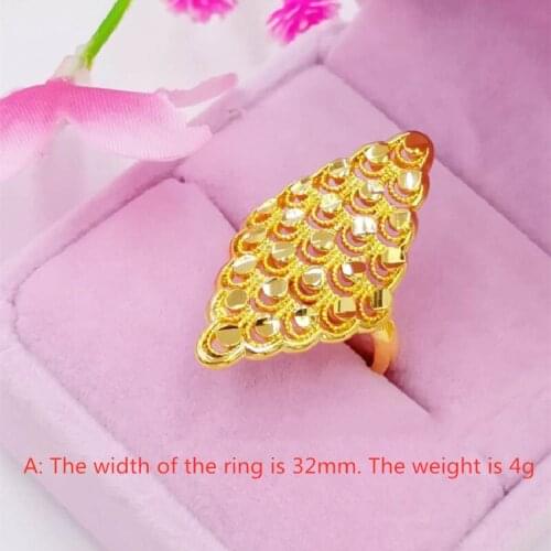 New Copper Gold-Plated Ring Vacuum Plating Gold Wedding Jewelry Variety Of Womens Wide Version Ring Jewelry