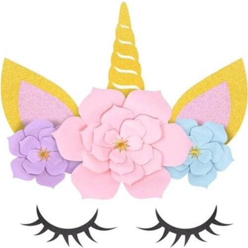 New Unicorn Eyelash Petal Stickers Dessert Table Birthday Decorations Unicorn Party Background Decorations YK33